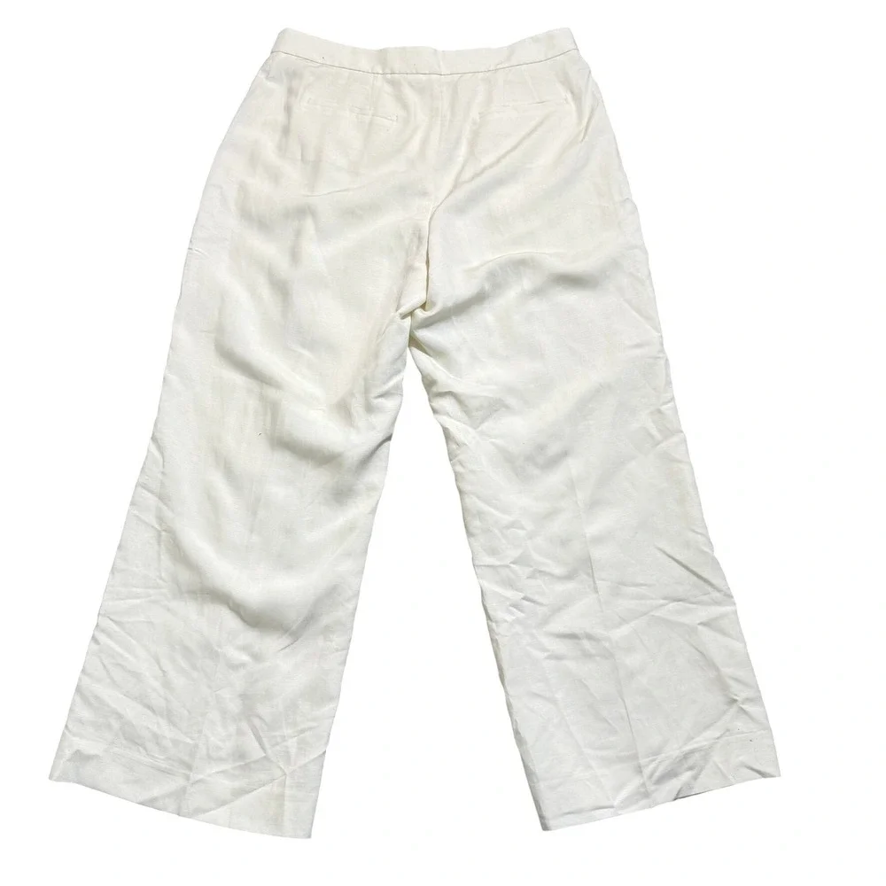 BANANA‎ REPUBLIC NWT Women's 16 Cream White Tencel Linen Wide Leg Pleated Pants
